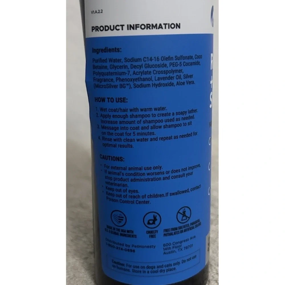 Pet Honesty Restore + Soothe Lavender Shampoo 12 oz Exp 08/26 FOR Dogs & Cats